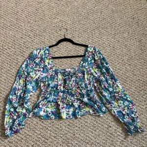 Floral Long Sleeve Flowy Shirt Size Large
